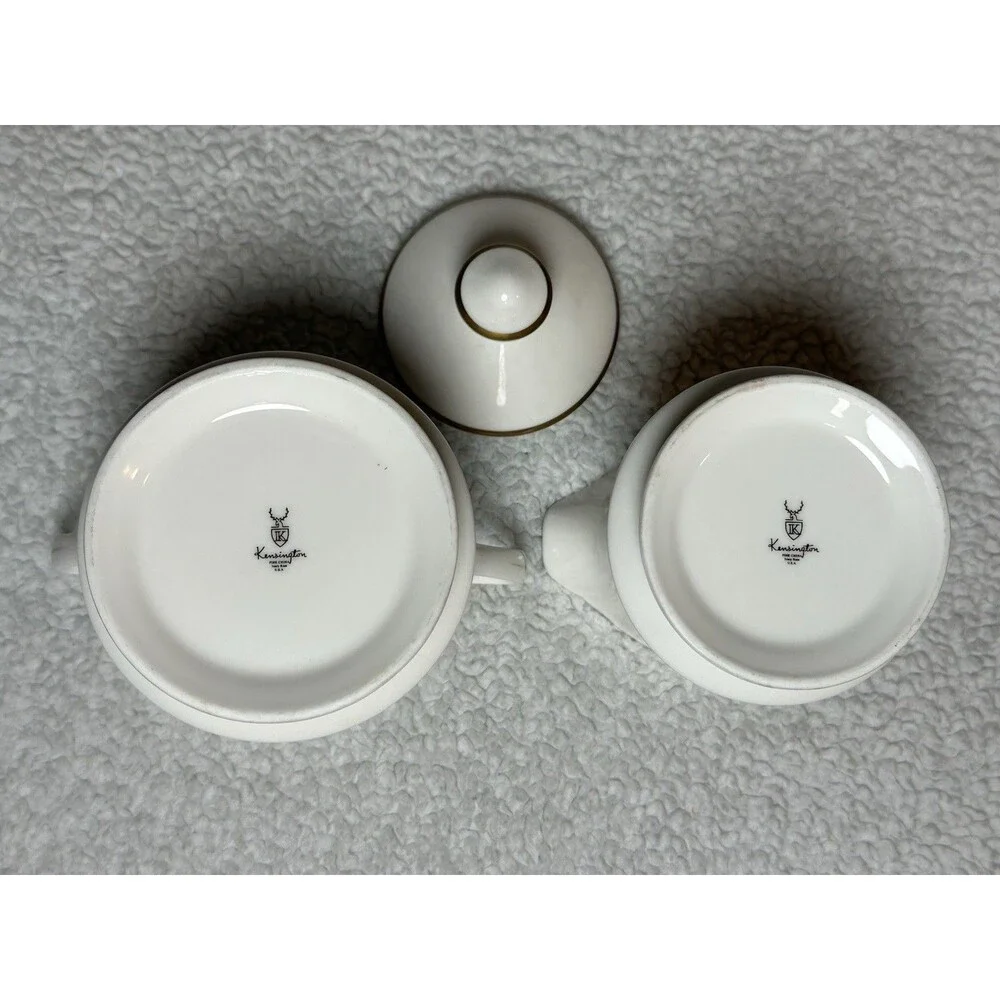 KENSINGTON USA Floral Fine China Ivory Bone Sugar Bowl And Creamer Set